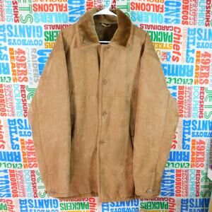 Vintage 90s O'Kief & O'Kief Button Front Jacket Coat Size L Tan Faux Fur Lined